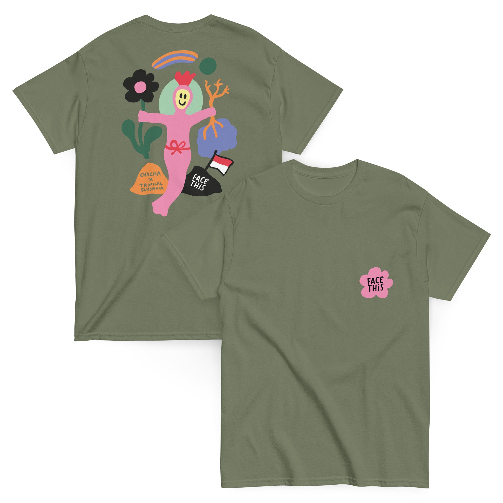 Tropical Scandinavia x Chacha | Face This T-shirt [back]